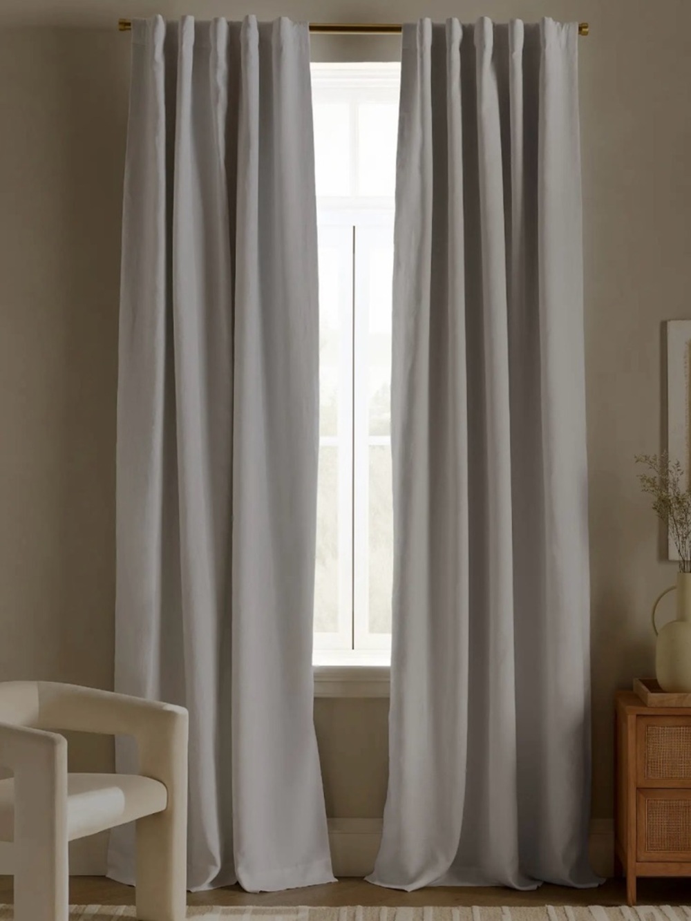 NWOT European Linen White Blackout Curtain Panel - Single Panel Retail 144